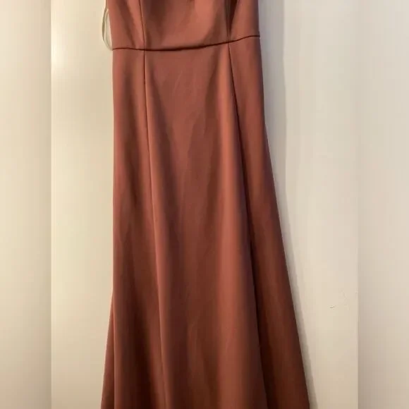Jenny Woo Rust Brown Sleeveless V-Neck Maxi Dress Size 12 - Picture 4 of 14